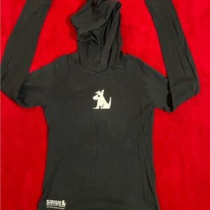 Sirius Satellite Radio Women's Long Sleeve Hooded Pullover Black Top Size: S